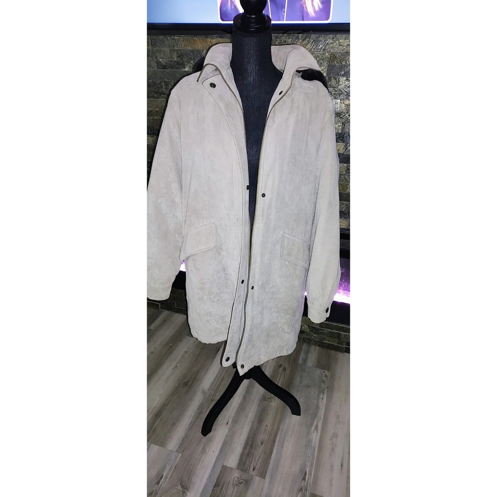 Worthington Womens Tan Parka Coat Insulated With Detachable Faux Fur Hood Size M